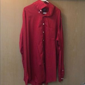 Solid red men’s button up shirt